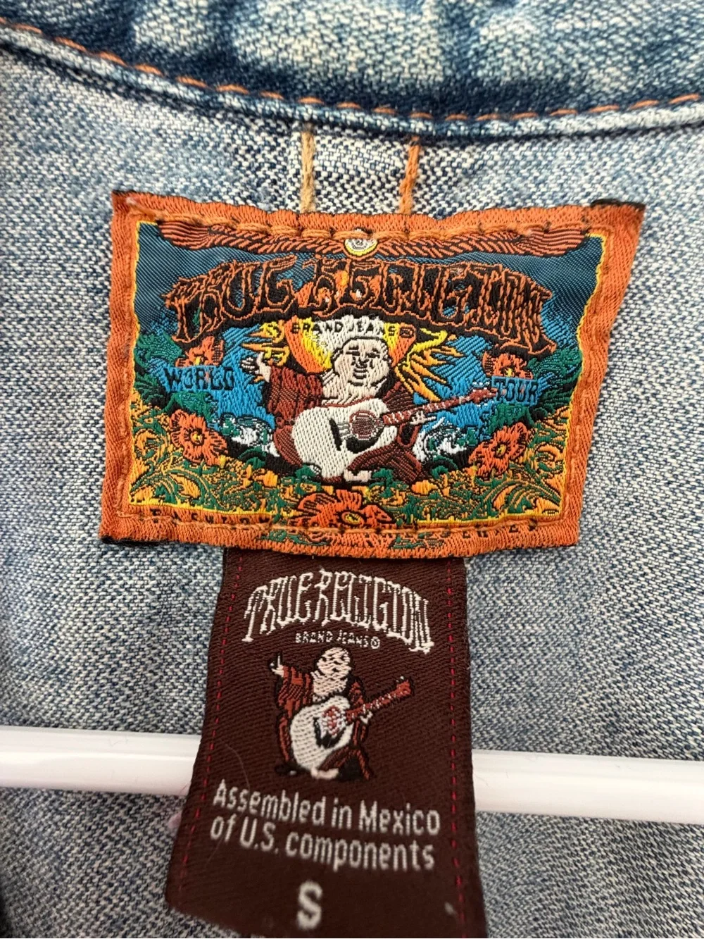 True Religion Vintage Y2K Distressed Denim Jacket. Size Small.
